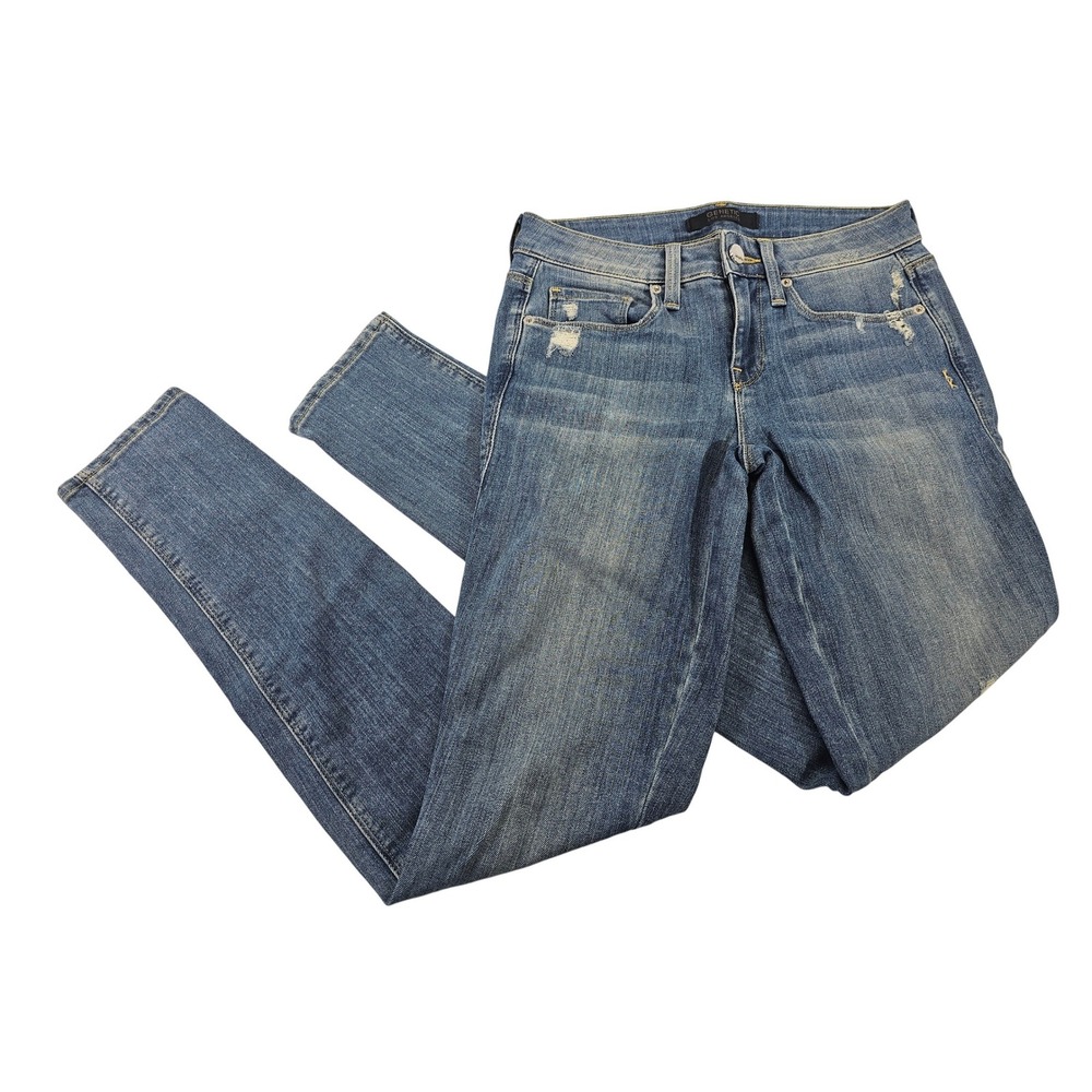 Genetic Shya Skinny Jeans Womens 24 Blue Solid Distressed Denim Pants classic
